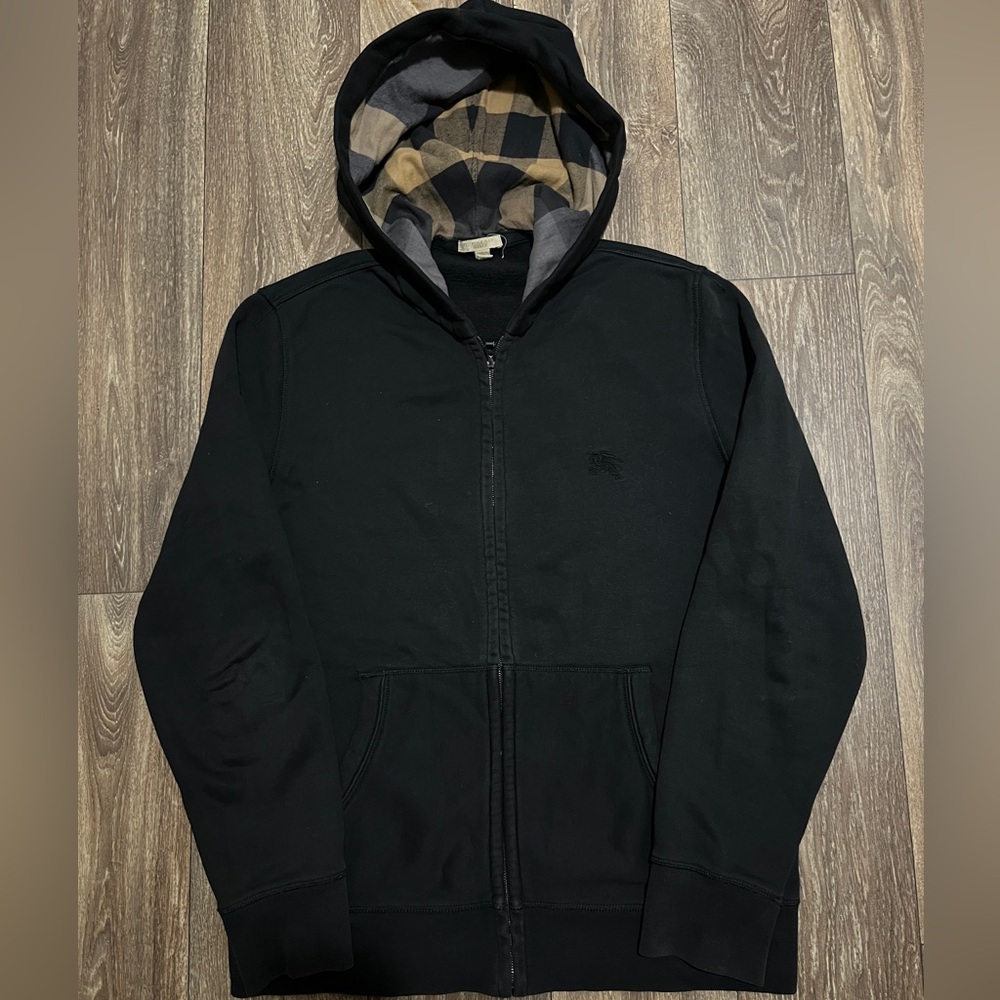 Burberry Black Hoodie with Checkered Lining